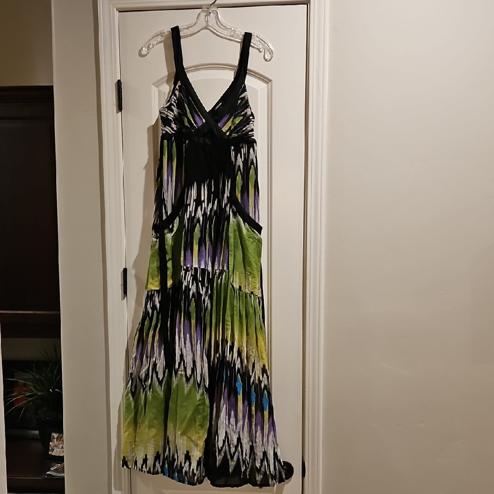 Bebe Black and White Halter Maxi Sundress
